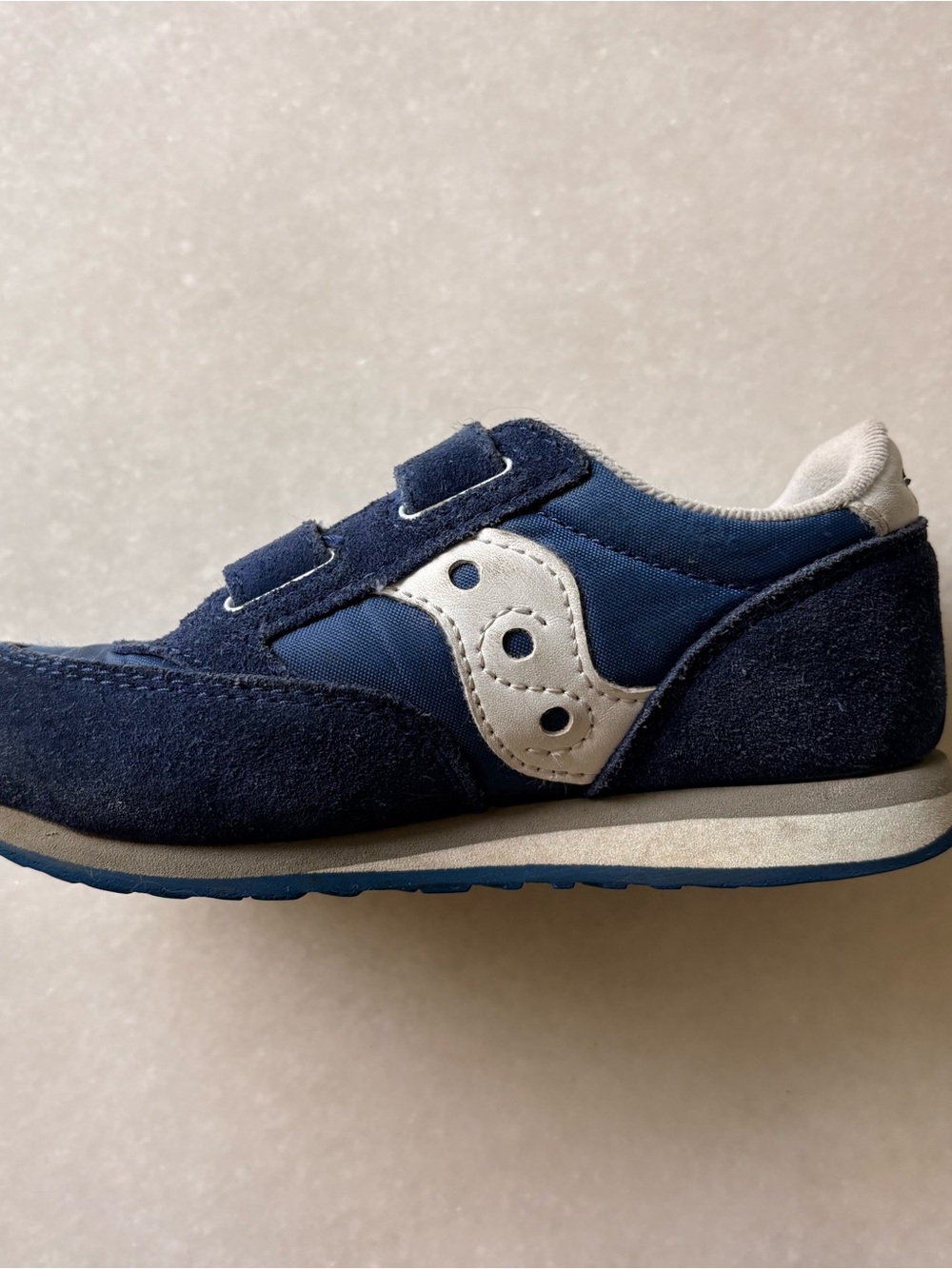 Saucony Navy and White Kids Velcro Sneakers